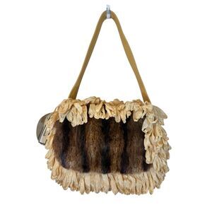 NWT Phoebe & Josephine Vintage 100% Mink & Leather Prairiecore Handbag Purse